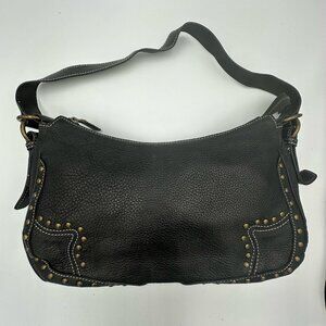Maxx New York‎ Black Pebble Leather Satchel Handbag Studded Goth Y2K Officecore